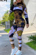 White Casual Print Patchwork O Neck Long Sleeve Two Pieces