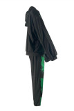 Green Fashion Casual Print Basic Hooded Collar Long Sleeve Two Pieces