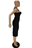 Pink Sexy Casual Solid Hollowed Out O Neck Sleeveless Dresses