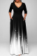 Black Casual Print Patchwork V Neck Cake Skirt Dresses