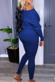 Red Casual Solid Patchwork O Neck Long Sleeve Two Pieces