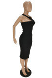 Pink Sexy Casual Solid Hollowed Out O Neck Sleeveless Dresses