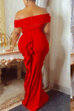 Red Elegant Solid Patchwork Off the Shoulder Trumpet Mermaid Dresses