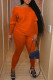 Tangerine Casual Solid Patchwork O Neck Long Sleeve Two Pieces