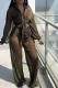 Black Gold Casual Solid Patchwork Turndown Collar Long Sleeve Two Pieces