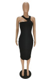 Pink Sexy Casual Solid Hollowed Out O Neck Sleeveless Dresses
