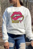 White Fashion Casual Print Basic O Neck Tops