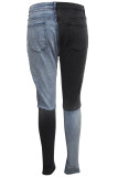 Black Casual Solid Split Joint Skinny Denim Jeans