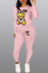 Pink Casual Print Embroidered Patchwork Sequins O Neck Long Sleeve Two Pieces