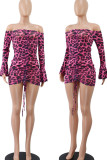 Rose Red Sexy Print Patchwork Draw String Fold Off the Shoulder Pencil Skirt Dresses