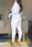 Ginger Casual Solid Patchwork Hooded Collar Skinny Jumpsuits