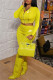 Yellow Fashion Casual Print Basic Hooded Collar Long Sleeve Two Pieces