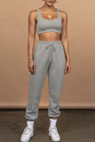 Pink Casual Sportswear Solid Patchwork U Neck Sleeveless Two Pieces