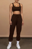 Pink Casual Sportswear Solid Patchwork U Neck Sleeveless Two Pieces