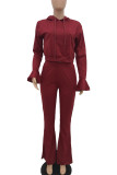 Pink Casual Solid Patchwork Hooded Collar Long Sleeve Two Pieces