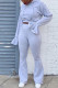 Grey Casual Solid Patchwork Hooded Collar Long Sleeve Two Pieces
