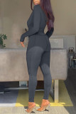 Ginger Casual Solid Patchwork Hooded Collar Skinny Jumpsuits
