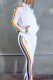 White Casual Solid Patchwork Zipper Collar Long Sleeve Two Pieces