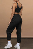 Pink Casual Sportswear Solid Patchwork U Neck Sleeveless Two Pieces