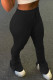 Black Casual Solid Patchwork Fold Regular High Waist Pencil Solid Color Bottoms