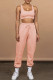 Pink Casual Sportswear Solid Patchwork U Neck Sleeveless Two Pieces