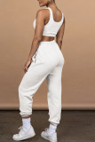 Pink Casual Sportswear Solid Patchwork U Neck Sleeveless Two Pieces