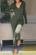 Army Green Casual Solid Patchwork Hooded Collar Skinny Jumpsuits