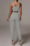 Pink Casual Sportswear Solid Patchwork U Neck Sleeveless Two Pieces