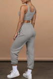 Pink Casual Sportswear Solid Patchwork U Neck Sleeveless Two Pieces