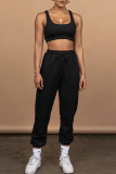Pink Casual Sportswear Solid Patchwork U Neck Sleeveless Two Pieces