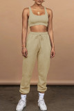 Pink Casual Sportswear Solid Patchwork U Neck Sleeveless Two Pieces