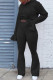 Black Casual Solid Patchwork Hooded Collar Long Sleeve Two Pieces