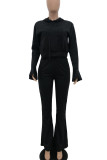 Pink Casual Solid Patchwork Hooded Collar Long Sleeve Two Pieces