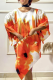 Orange Casual Print Patchwork O Neck Irregular Dress Dresses