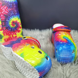 Light Purple Fashion Casual Hollowed Out Tie-dye Printing Round Comfortable Shoes