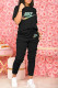Black Casual Print Patchwork O Neck Short Sleeve Two Pieces