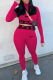 Rose Red Casual Print Patchwork Half A Turtleneck Long Sleeve Two Pieces