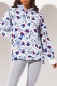 Blue Casual Print Patchwork Hooded Collar Tops