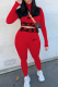 Red Casual Print Patchwork Half A Turtleneck Long Sleeve Two Pieces