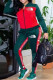 Dark Green Fashion Casual Embroidery Patchwork Zipper Collar Long Sleeve Two Pieces