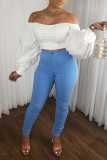 White Pre-sale Sexy Casual Solid Backless Off the Shoulder Tops
