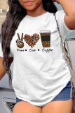 White Fashion Casual Print Basic O Neck T-Shirts