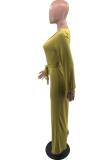 Green Casual Solid Patchwork V Neck Straight Jumpsuits