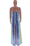 Pink Casual Print Pocket Spaghetti Strap Loose Jumpsuits