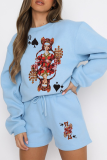 Pink Casual Print Patchwork O Neck Long Sleeve Two Pieces