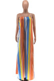 Pink Casual Print Pocket Spaghetti Strap Loose Jumpsuits