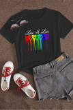 Black Fashion Casual Print Basic O Neck T-Shirts