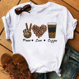 White Fashion Casual Print Basic O Neck T-Shirts