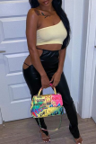 Black Sexy Solid Patchwork Skinny High Waist Pencil Solid Color Bottoms