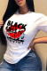 White Fashion Casual Print Basic O Neck T-Shirts